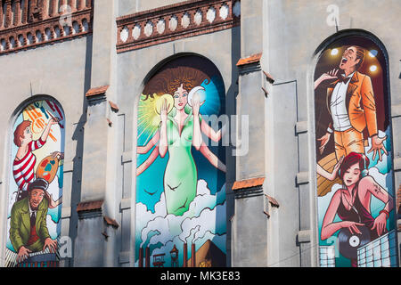 KATOWICE, Pologne - 05 MAI 2018 : peintures murales à Katowice, en Silésie. Banque D'Images