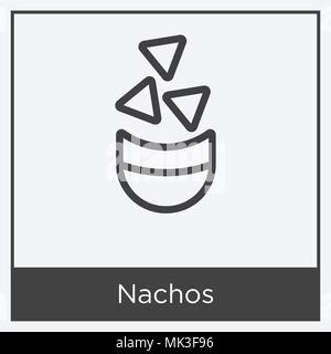 Icône Nachos isolé sur fond blanc avec cadre gris, signe et symbole Illustration de Vecteur