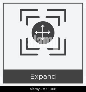 Icône Développer isolé sur fond blanc avec cadre gris, signe et symbole Illustration de Vecteur