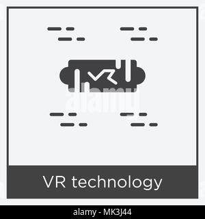 L'icône de la technologie VR isolé sur fond blanc avec cadre gris, signe et symbole Illustration de Vecteur