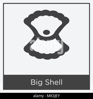 Grande icône Shell isolé sur fond blanc avec cadre gris, signe et symbole Illustration de Vecteur