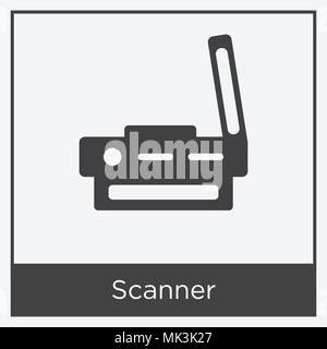 L'icône du scanner isolé sur fond blanc avec cadre gris, signe et symbole Illustration de Vecteur