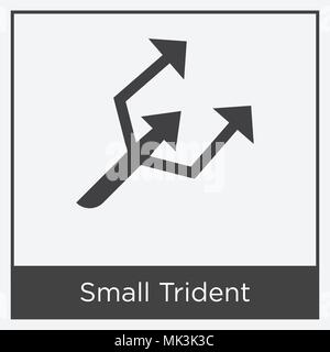 Petite icône Trident isolé sur fond blanc avec cadre gris, signe et symbole Illustration de Vecteur