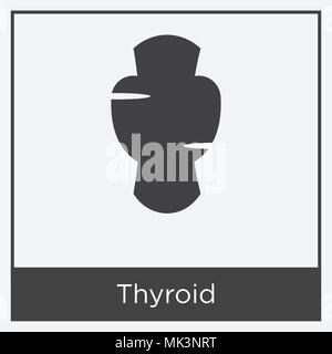 L'icône de la thyroïde isolé sur fond blanc avec cadre gris, signe et symbole Illustration de Vecteur