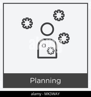 Icône planification isolé sur fond blanc avec cadre gris, signe et symbole Illustration de Vecteur