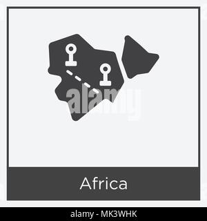 L'icône de l'Afrique isolé sur fond blanc avec cadre gris, signe et symbole Illustration de Vecteur