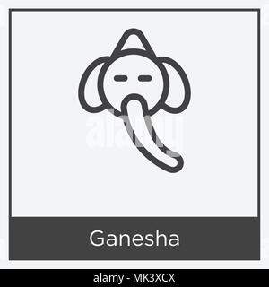 Icône Ganesha isolé sur fond blanc avec cadre gris, signe et symbole Illustration de Vecteur