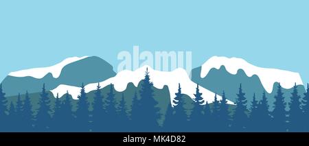 Vector illustration de paysage de montagne avec des forêts d'arbres nature background Illustration de Vecteur
