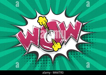 Wow comic boom bang text speech bubble Illustration de Vecteur