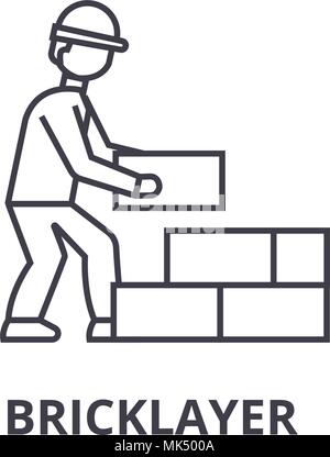 L'icône de la ligne du vecteur maçon, signe, l'illustration en arrière-plan, coups modifiable Illustration de Vecteur