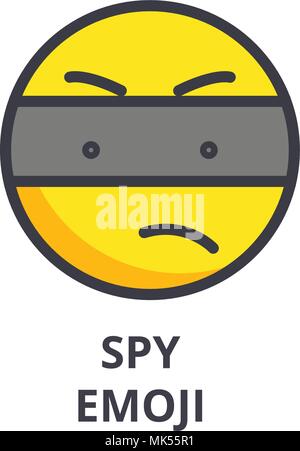 L'icône de la ligne du vecteur emoji spy, signe, l'illustration en arrière-plan, coups modifiable Illustration de Vecteur