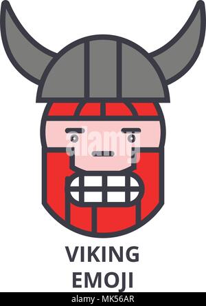 L'icône de la ligne du vecteur emoji viking, signe, l'illustration en arrière-plan, coups modifiable Illustration de Vecteur