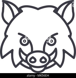 L'icône de la ligne du vecteur de sanglier, signe, l'illustration en arrière-plan, coups modifiable Illustration de Vecteur