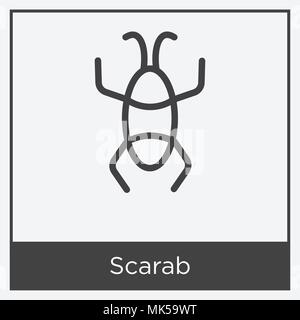 L'icône de Scarab isolé sur fond blanc avec cadre gris, signe et symbole Illustration de Vecteur
