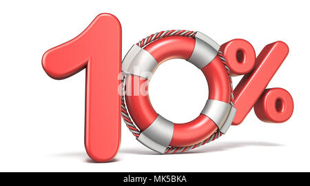 Bouée de 10 pour cent de rendu 3D signe illustration isolé sur fond blanc Banque D'Images