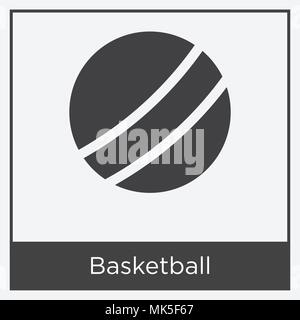 L'icône de basket-ball isolé sur fond blanc avec cadre gris, signe et symbole Illustration de Vecteur