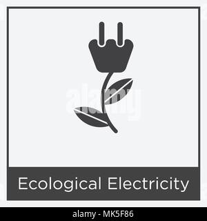 L'icône de l'électricité écologique isolé sur fond blanc avec cadre gris, signe et symbole Illustration de Vecteur