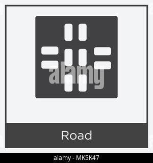 L'icône route isolé sur fond blanc avec cadre gris, signe et symbole Illustration de Vecteur