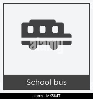 L'icône d'autobus scolaire isolé sur fond blanc avec cadre gris, signe et symbole Illustration de Vecteur