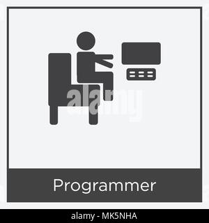 Icône programmateur isolé sur fond blanc avec cadre gris, signe et symbole Illustration de Vecteur