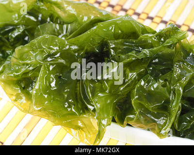 Laitue de mer - Lechuga de Mar algues vertes comestibles dans la famille. Ulvacceae Nom binomial : Ulva lactuta. Banque D'Images
