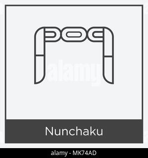 L'icône de nunchaku isolé sur fond blanc avec cadre gris, signe et symbole Illustration de Vecteur