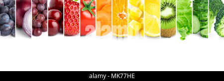 Collage de la couleur des fruits et légumes. La nourriture fraîche. Concept Fruits et légumes Banque D'Images