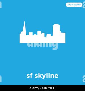 Icône vecteur skyline sf isolé sur fond bleu, signe et symbole Illustration de Vecteur