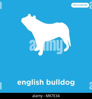 Bulldog anglais icône vecteur isolé sur fond bleu, signe et symbole Illustration de Vecteur
