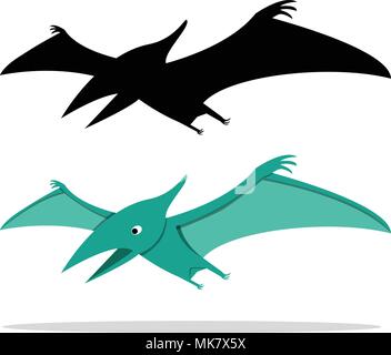 Ptérosauriens, dinosaure volant sur blanc, vector art design Illustration de Vecteur
