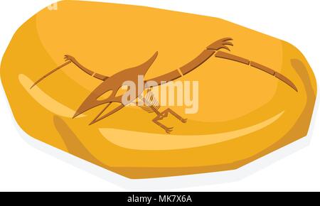 Ptérosauriens bone dans l'ambre fossile, sur blanc vectoriel Illustration de Vecteur