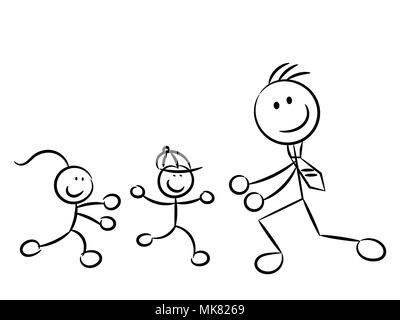 L'exécution sommaire de papa enfants personnages isolated on white Banque D'Images