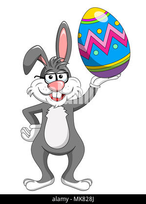 Porter des lunettes de lapin de Pâques peint holding isolated Banque D'Images