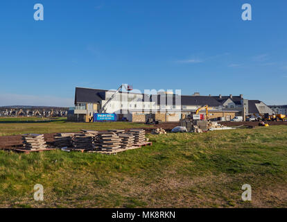 Face aux liens chambre et tous les préparatifs en vigueur pour la 147e Golf Open Championship détenu à Carnoustie, Angus, Scotland. Banque D'Images