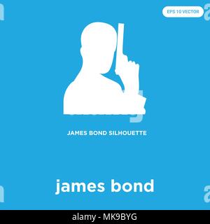 James bond icône vecteur isolé sur fond bleu, signe et symbole Illustration de Vecteur