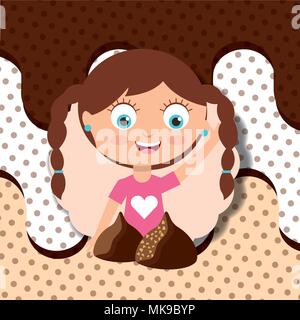 Fille mignonne avec fondue au chocolat design vector illustration Illustration de Vecteur