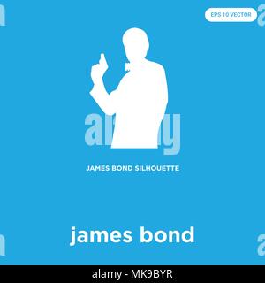 James bond icône vecteur isolé sur fond bleu, signe et symbole Illustration de Vecteur