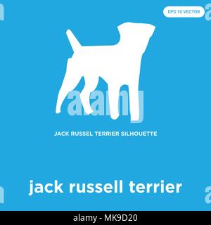 Jack Russell Terrier icône vecteur isolé sur fond bleu, signe et symbole Illustration de Vecteur