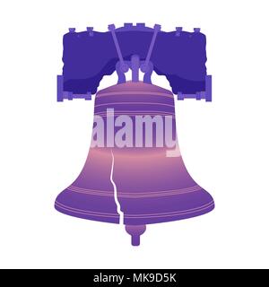 Date de l'indépendance des Etats-Unis. 4e de juillet. Concept de vacances. Liberty Bell. Isolated on white Illustration de Vecteur