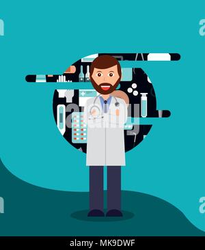 Médecin, les bras croisés à l'hôpital médical stéthoscope Illustration de Vecteur