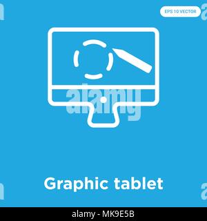 Tablette graphique icône vecteur isolé sur fond bleu, signe et symbole Illustration de Vecteur