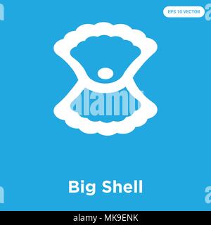 Grande icône vecteur Shell isolé sur fond bleu, signe et symbole Illustration de Vecteur
