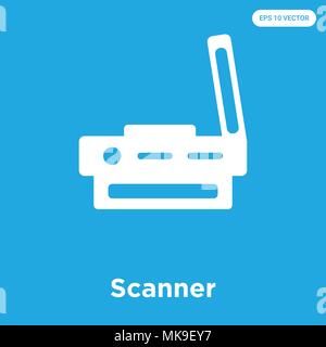 Icône vecteur Scanner isolé sur fond bleu, signe et symbole Illustration de Vecteur
