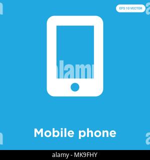 Icône vecteur téléphone mobile isolé sur fond bleu, signe et symbole Illustration de Vecteur