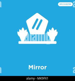 Icône vecteur miroir isolé sur fond bleu, signe et symbole Illustration de Vecteur