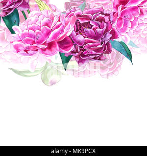 Vintage modèle pivoine. Illustration à l'aquarelle. Éléments de conception pour les cartes, invitations et textile. Isolé sur blanc. Banque D'Images