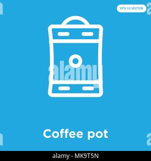 Pot café icône vecteur isolé sur fond bleu, signe et symbole Illustration de Vecteur
