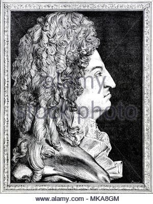 Louis XIV de France portrait, 1638 - 1715, régna comme roi de France de 1643 jusqu'à sa mort en 1715, l'illustration de l'antique vers 1880 Banque D'Images