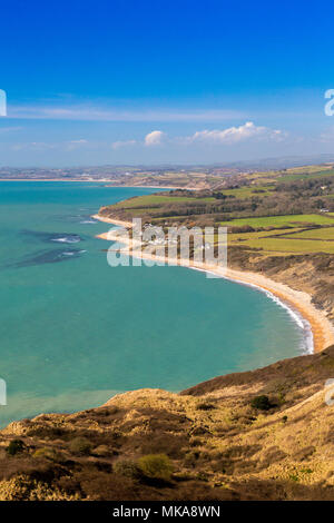 À l'ouest à travers Ringstead Bay vers Weymouth de Nothe Blanc Point sur la côte jurassique, Dorset, England, UK Banque D'Images