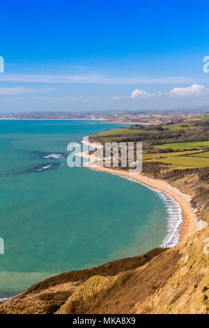 À l'ouest à travers Ringstead Bay vers Weymouth de Nothe Blanc Point sur la côte jurassique, Dorset, England, UK Banque D'Images